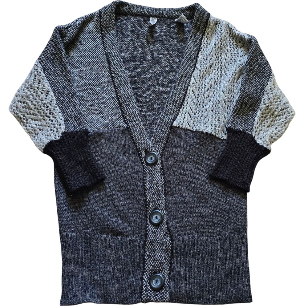 Bke Women's Cardigan Sweater Knit‎ Three Quarter Sleeve Button Front Gray Sz S